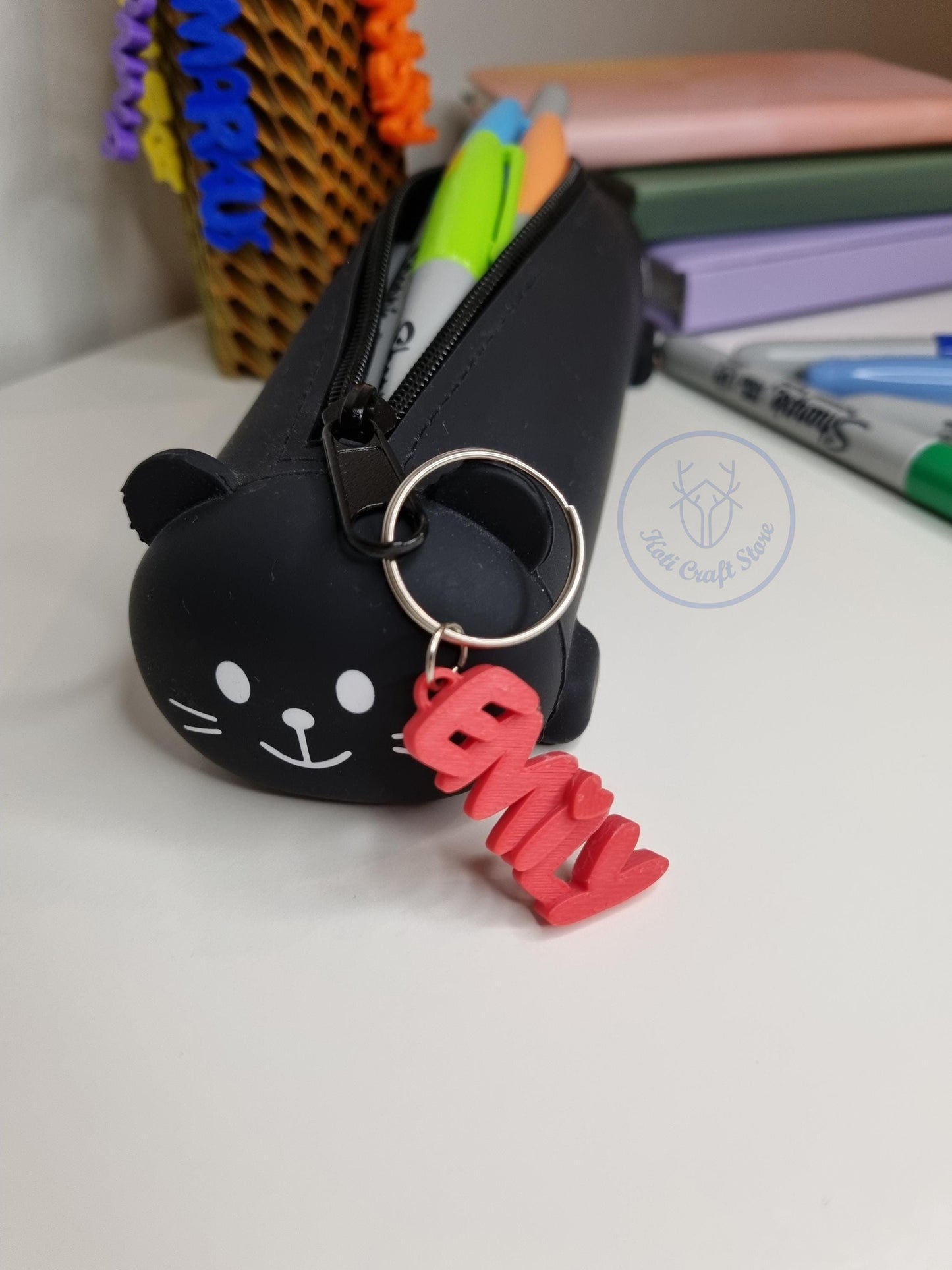 Personalized School Name Tag Keychain