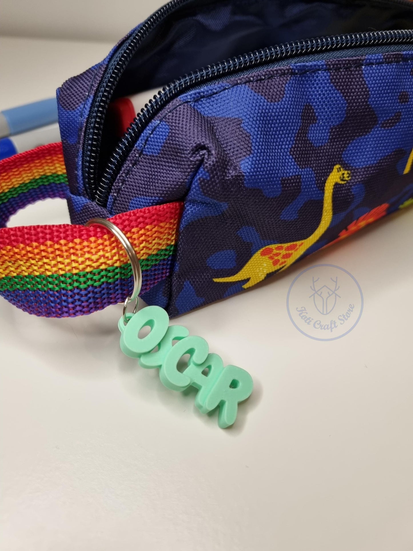 Personalized School Name Tag Keychain