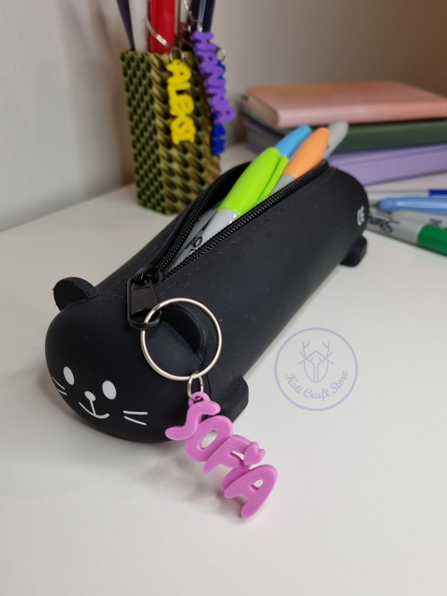 Personalized School Name Tag Keychain