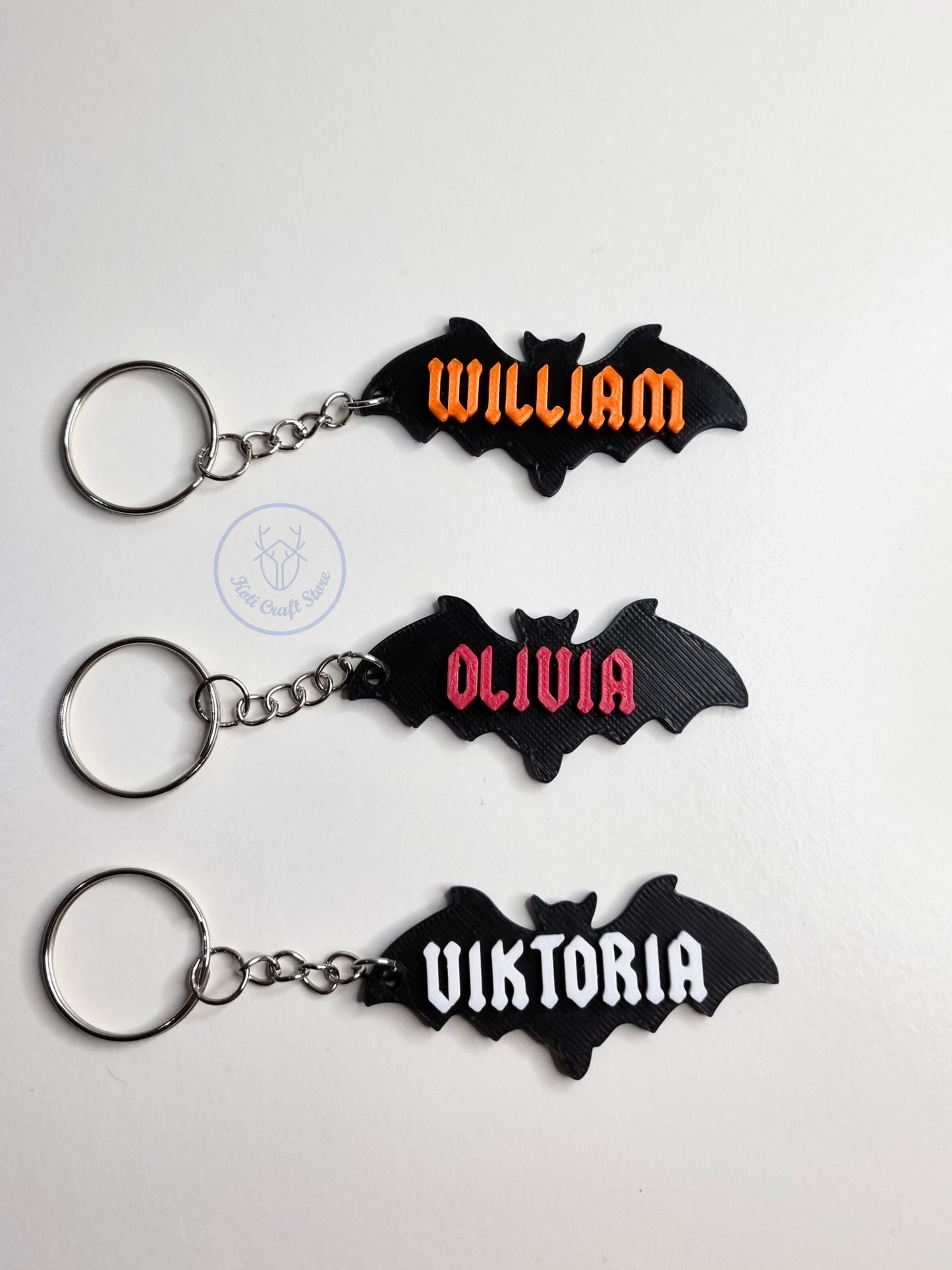 Bat Name Tag Keychain