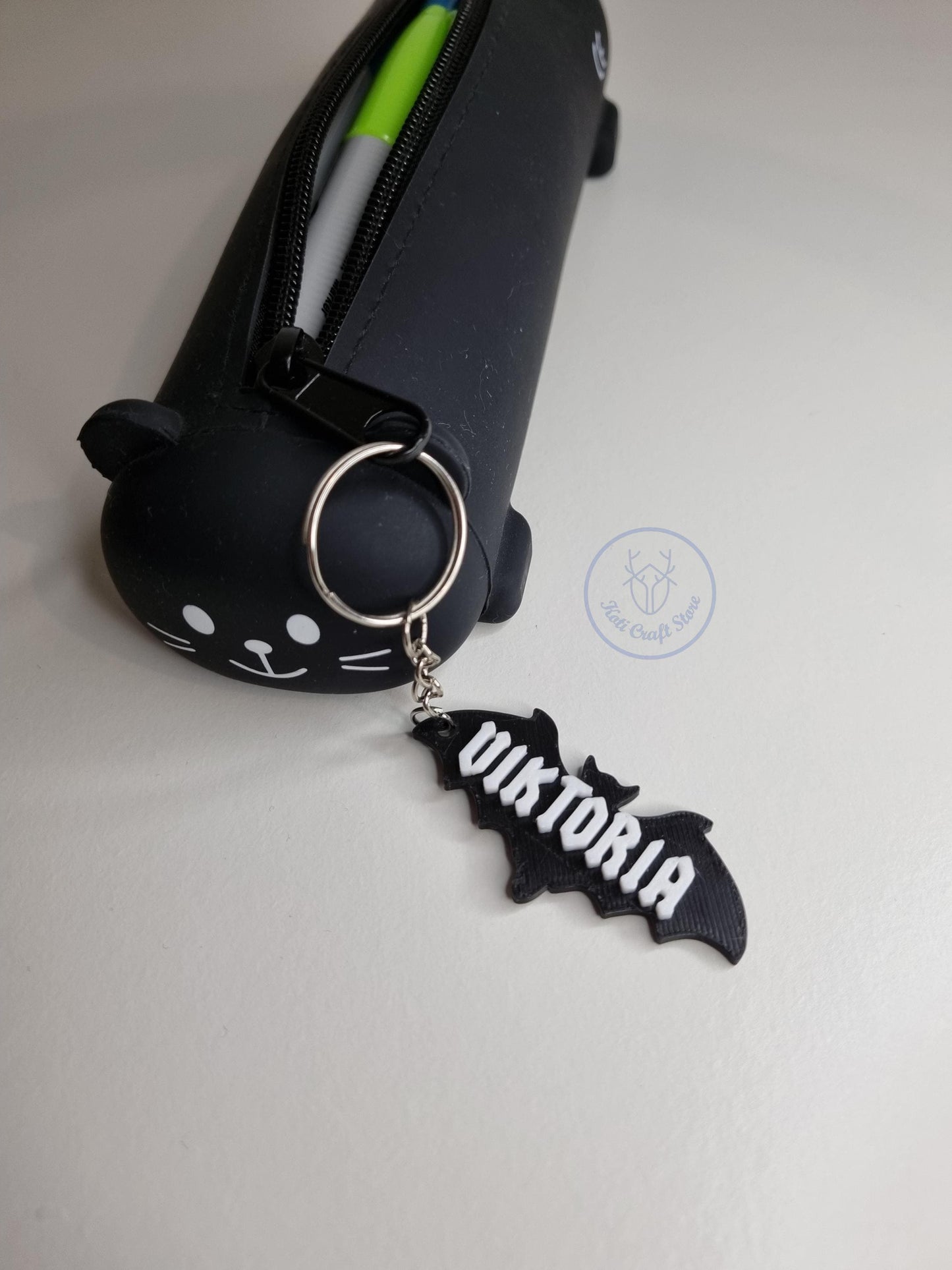 Bat Name Tag Keychain