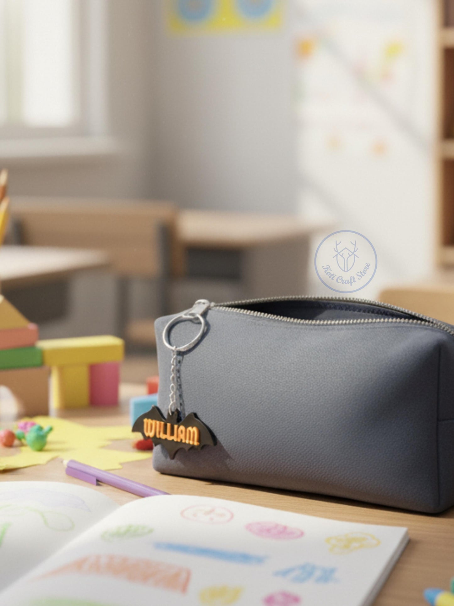 Bat Name Tag Keychain